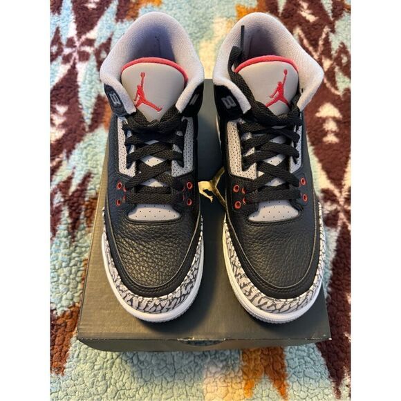 Nike Air Size 7Y Jordan 3 OG Bred 854261-001 Black Cement Youth DS New - Picture 2 of 6